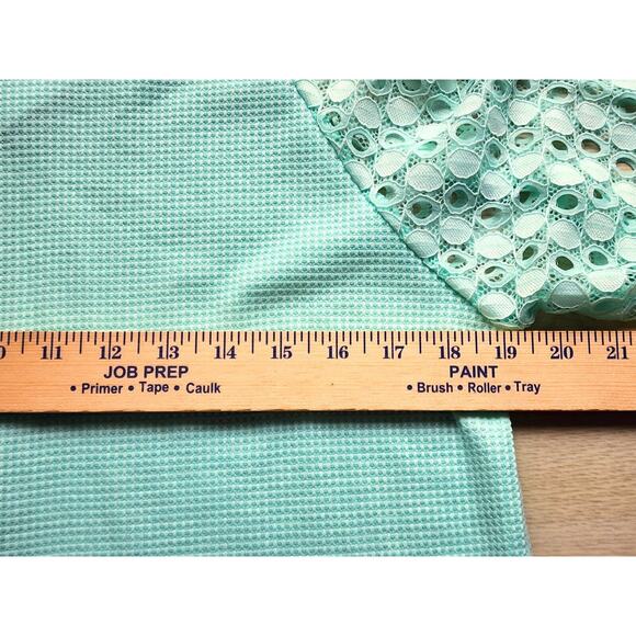 TOP-MIHOLL-Waffle Material-Lace Sleeves-Long Sleeves-Mint Green-Size Large - Picture 11 of 16